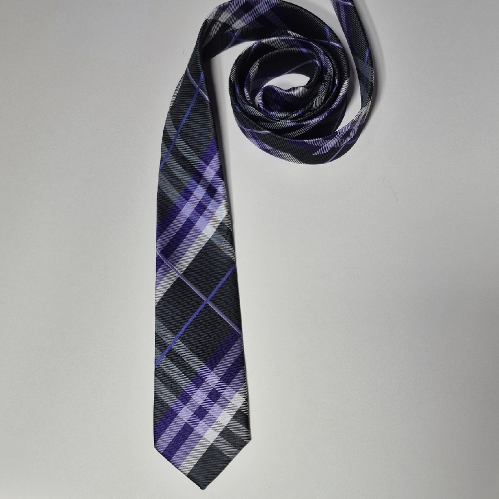 Purple/Black Plaid Men's Tie, STOCKHOMME-  NWOT